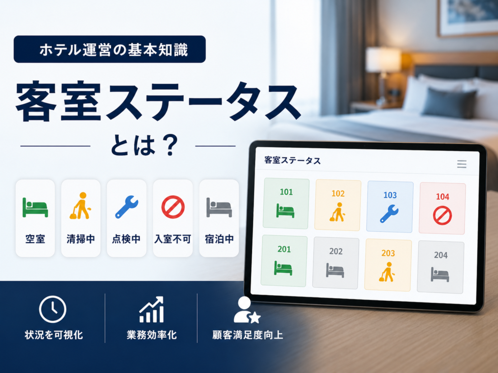 客室ステータスとは？Occupied・VC・VD・OOOの意味と管理実務を解説