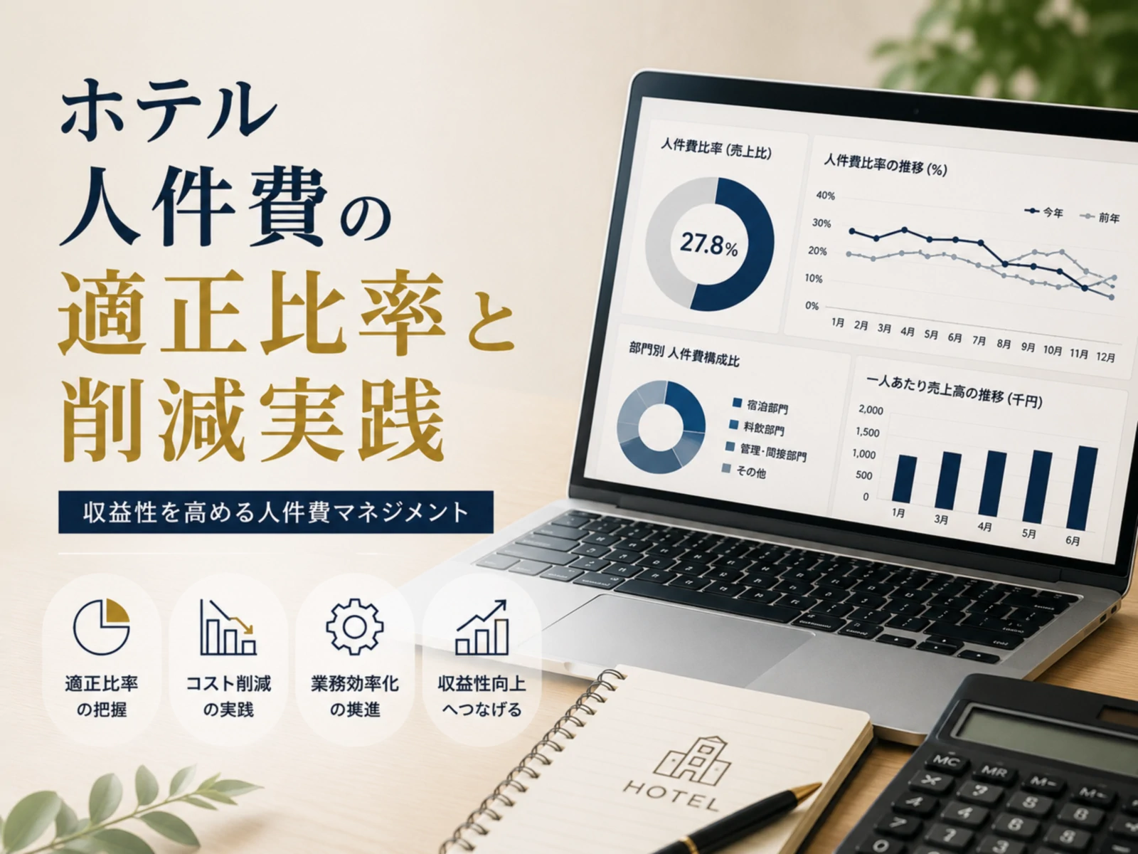 ホテル人件費の適正比率と削減実践｜業界平均・労務管理・DX活用【2026版】